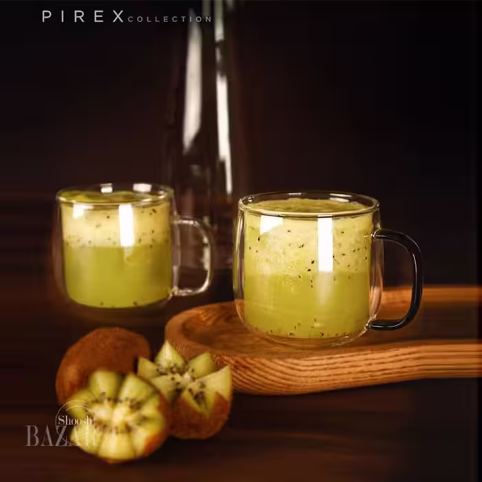 لیوان دو جداره بی وی کی دسته دودی کد 326103(دوعددی)