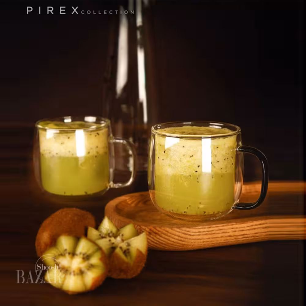 لیوان دو جداره بی وی کی دسته دودی کد 326103(دوعددی)