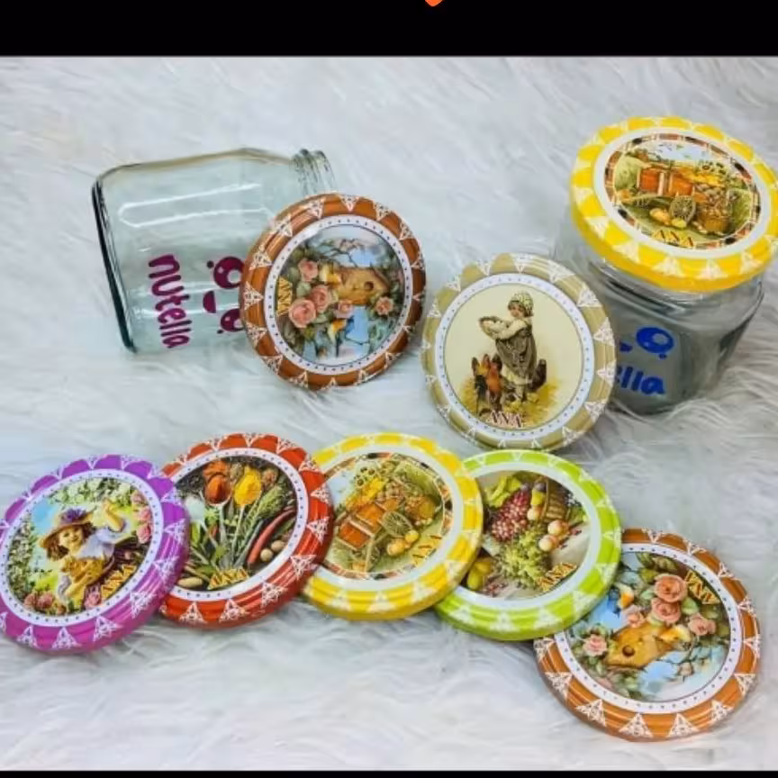 درب بانکه و شیشه در طرح های فانتزی و دلبر برای زیباتر شدن شیشه های ترشی و مربا یک عدد 