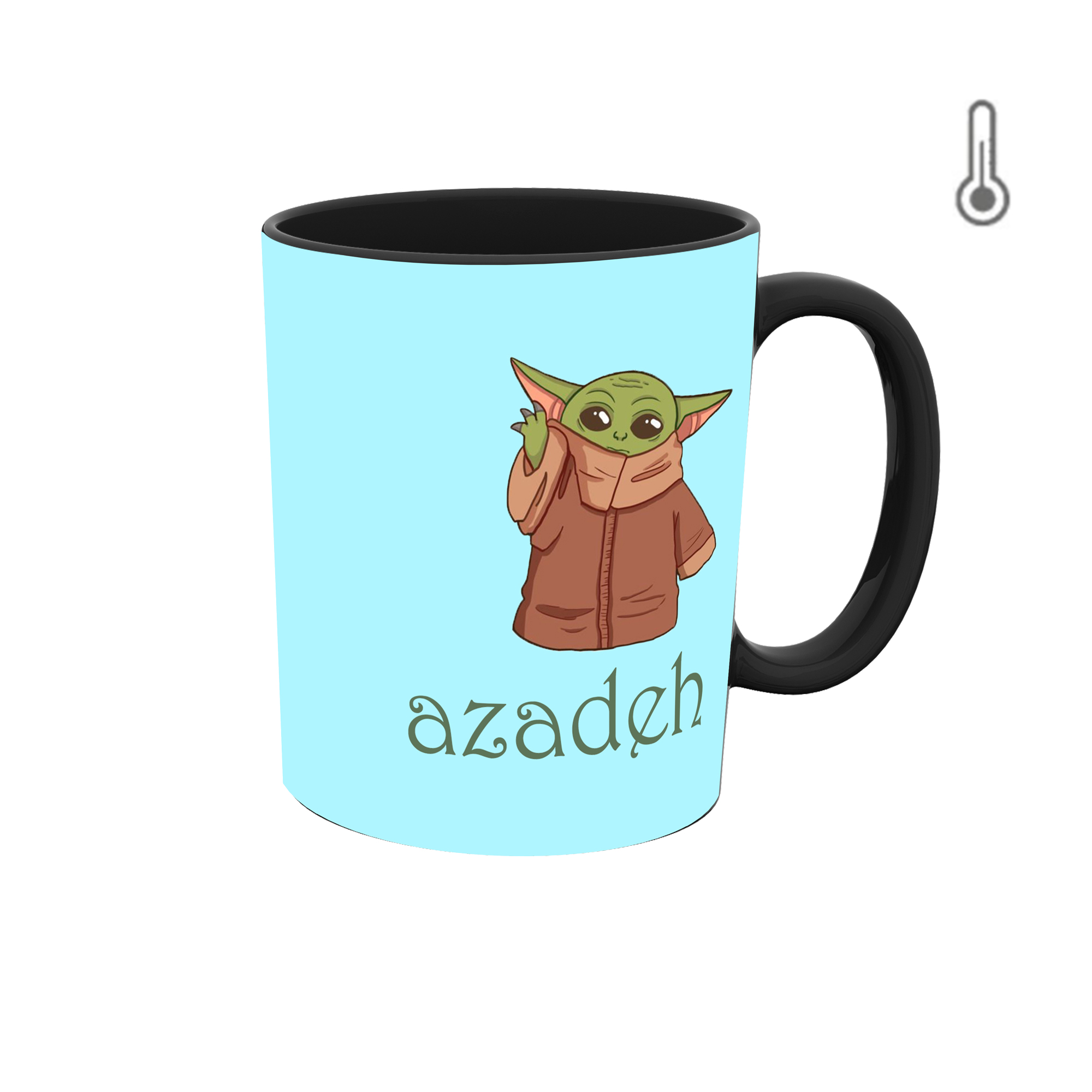 ماگ حرارتی طرح اسم آزاده مدل بیبی یودا جنگ ستارگان