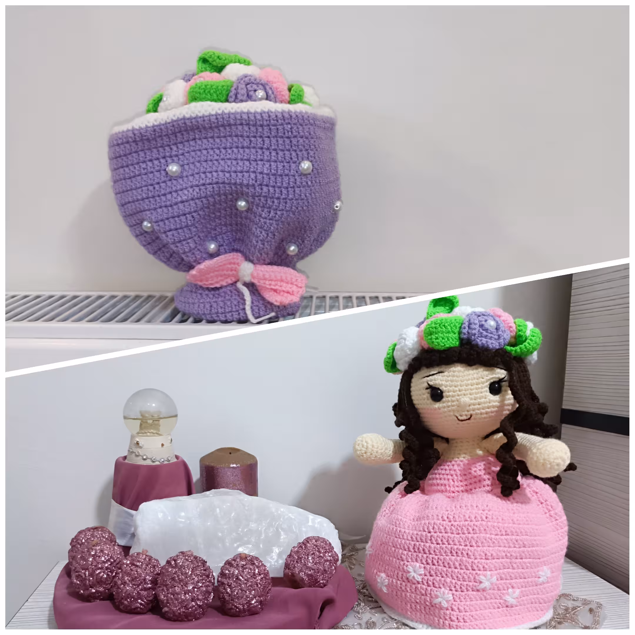 عروسک بافتنی دسته گل پرنسسی