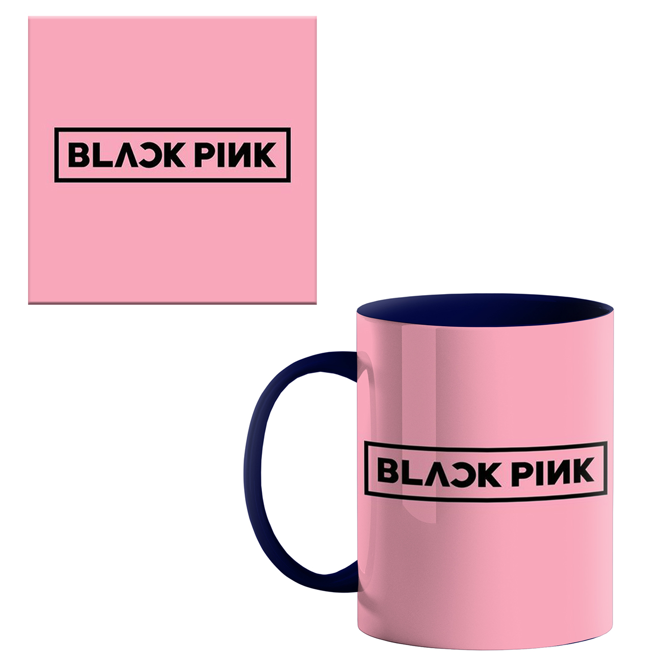 ماگ طرح بلک پینک کد 100 به همراه زیر لیوانی 