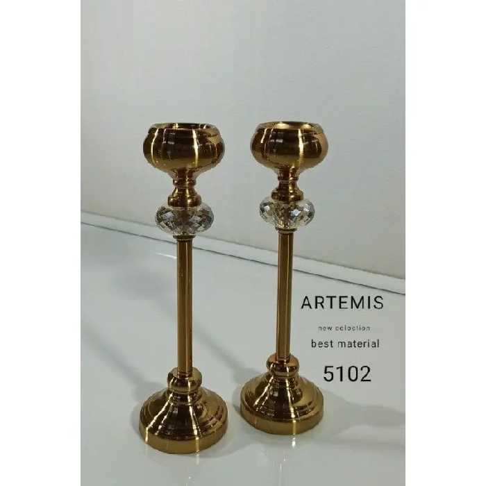 شمعدانی فلزی آرتمیس کد 5102 gold طلایی