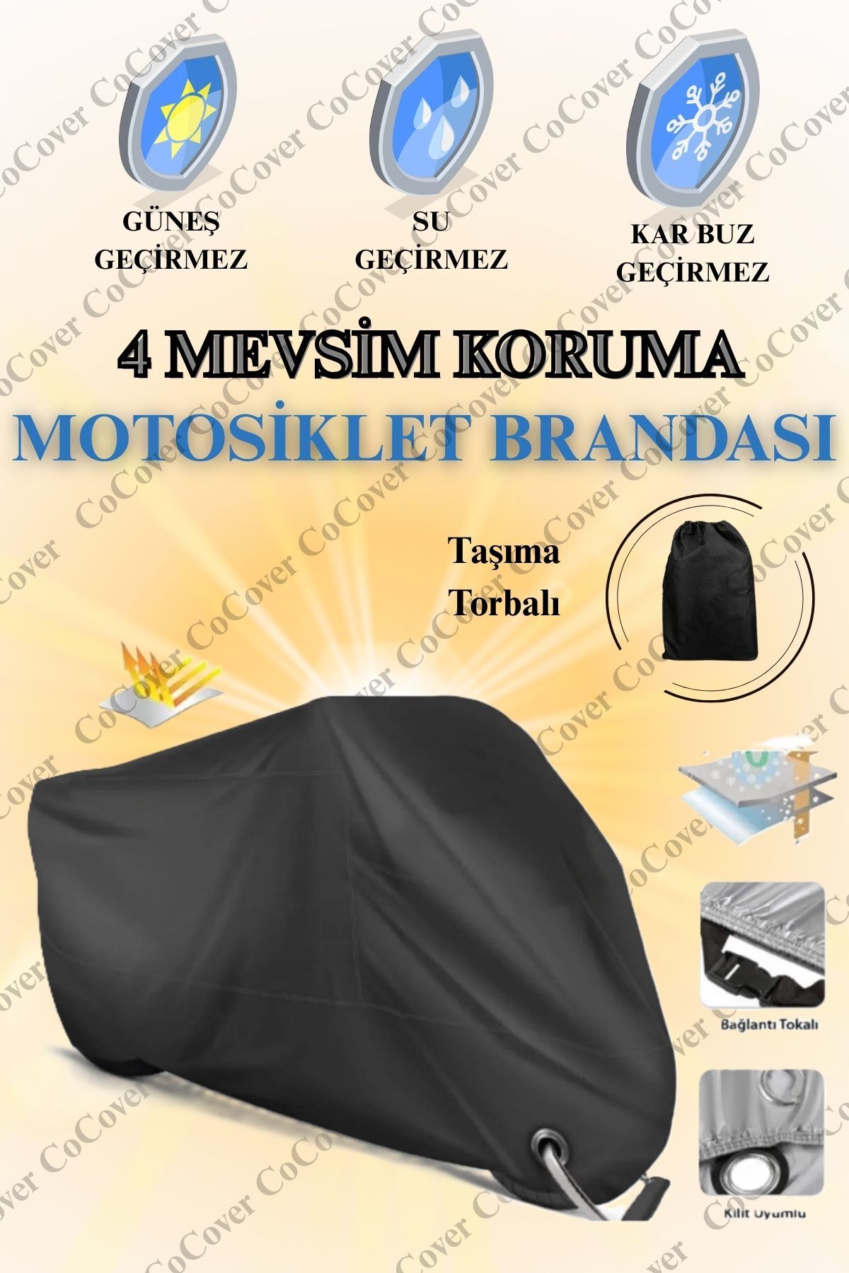 چادر موتورسیکلت مشکی کیسه پشت سیاه کوکوور HONDA CBR 650 F MOTORCYCLE TARPAULIN C152 MODA
