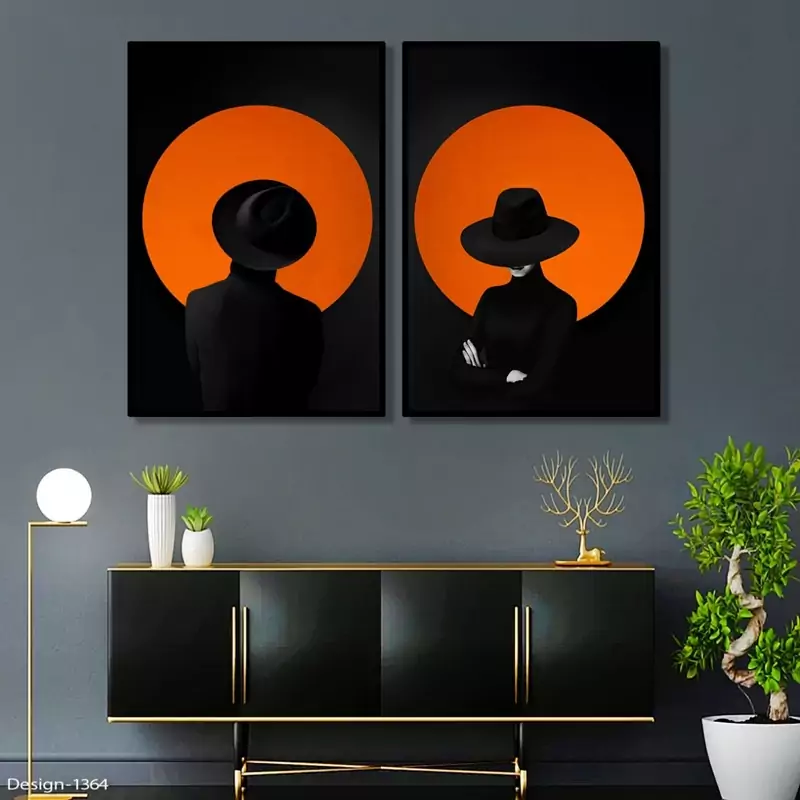 تابلو   دکوراتیو2 تایی کنتراست دو تیکه منظم | دنیای قاب