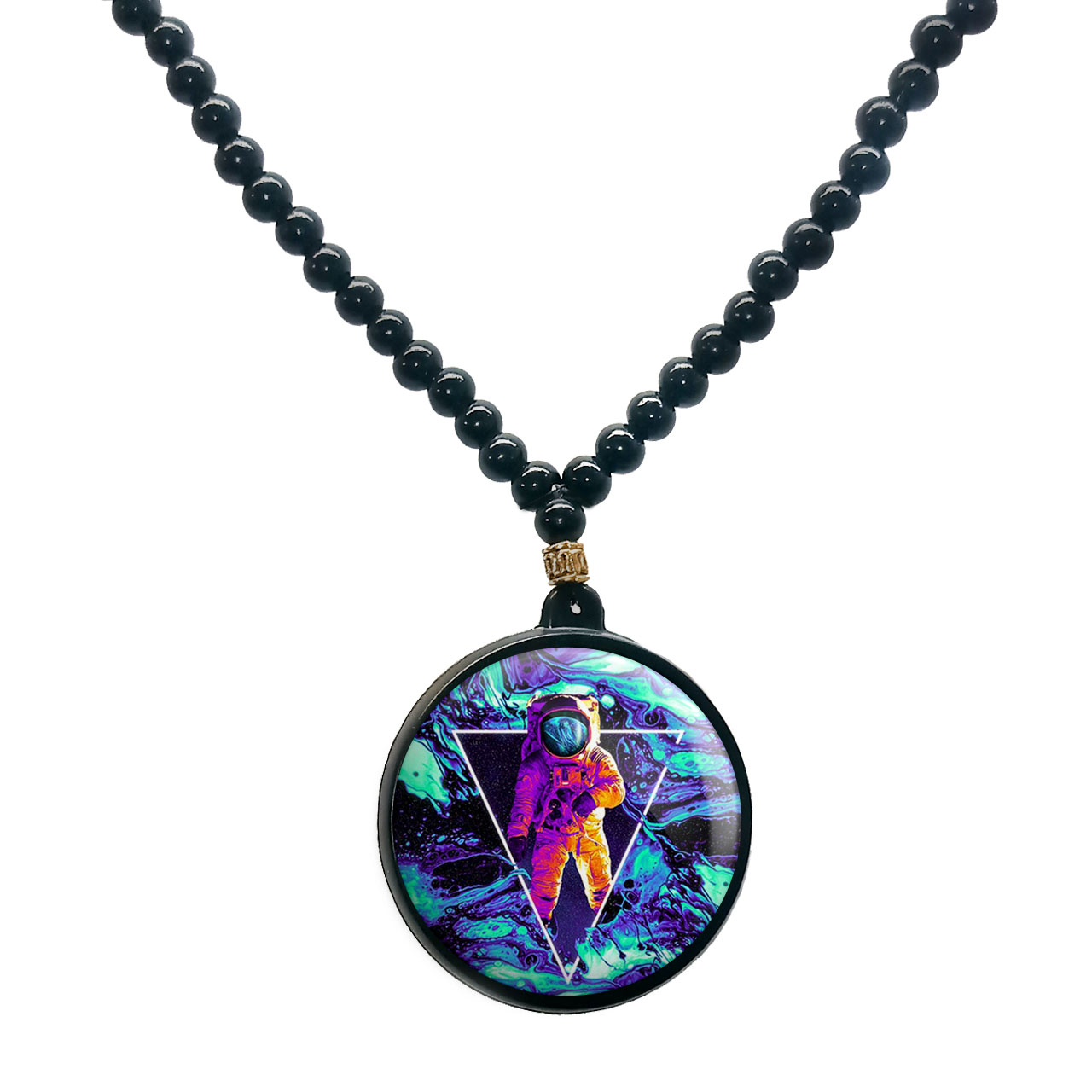 گردنبند پرمانه طرح فضانورد کد pmd.10352 مدل دو طرفه