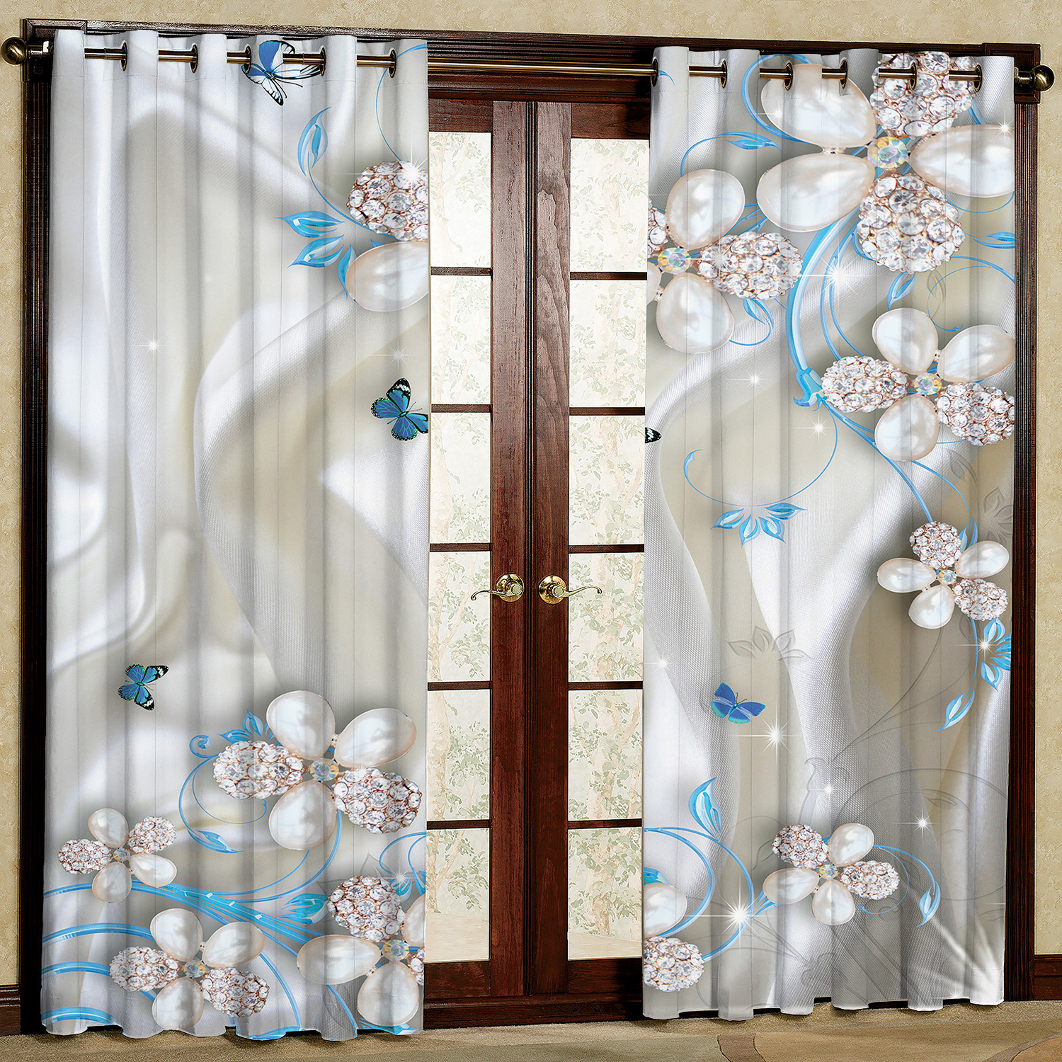  پرده مدل گل دار مخمل پانچی کد 1213 سایز 140x280 سانتی متر