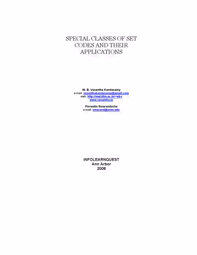 خرید و دانلود نسخه کامل کتاب Special Classes of Set Codes and their Applications