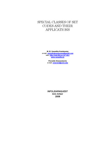 خرید و دانلود نسخه کامل کتاب Special Classes of Set Codes and their Applications
