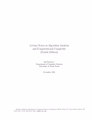 خرید و دانلود نسخه کامل کتاب Lecture Notes on Algorithm Analysis and Computational Complexity (Fourth Edition)