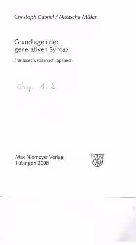خرید و دانلود نسخه کامل کتاب Grundlagen der generativen Syntax: Französisch, Italienisch, Spanisch
