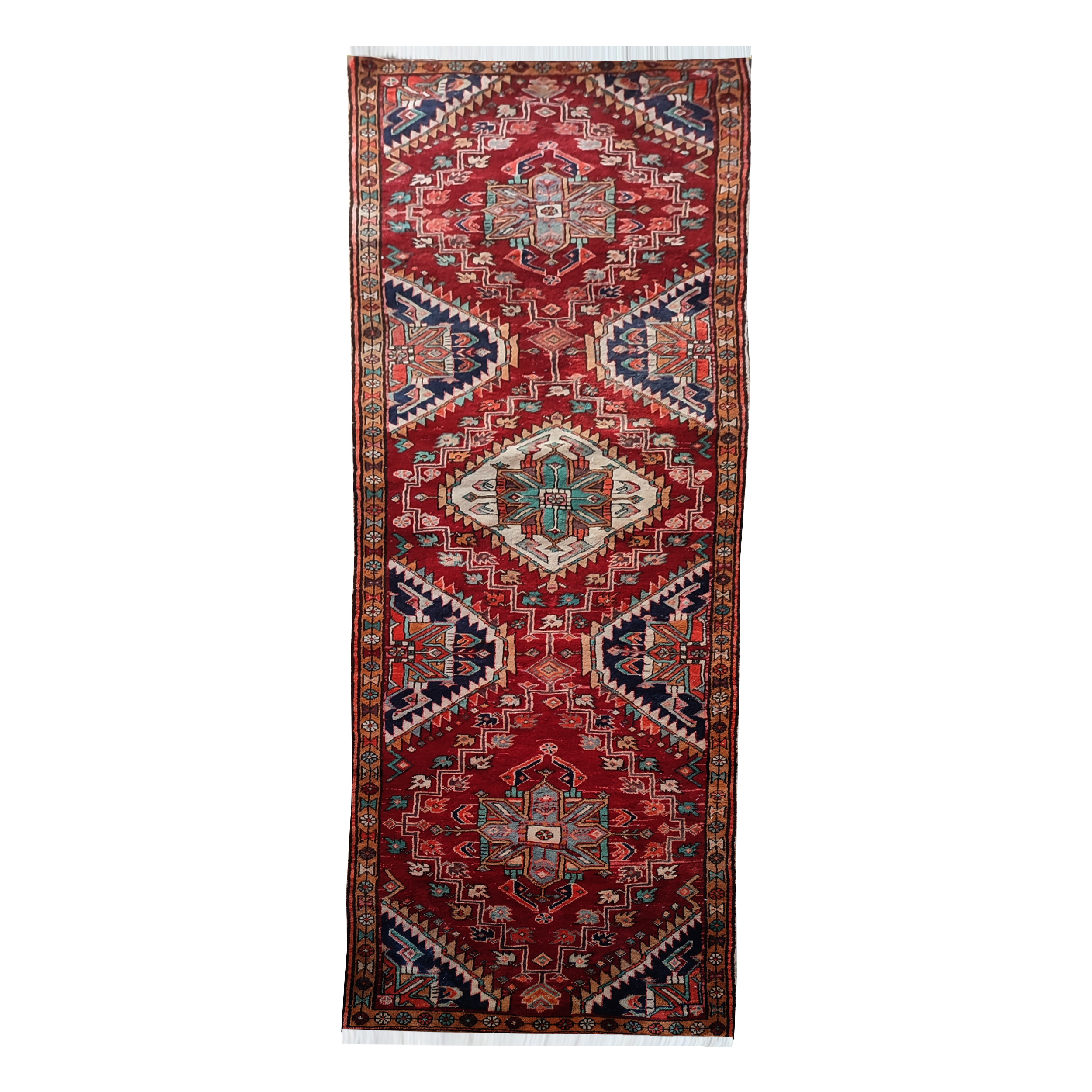 فرش قدیمی دستبافت کناره طول سه متر مدل MG160