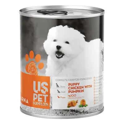 کنسرو غذای سگ یو اس پت مدلPUPPY Chicken Pumpkin مقدار 400 گرم