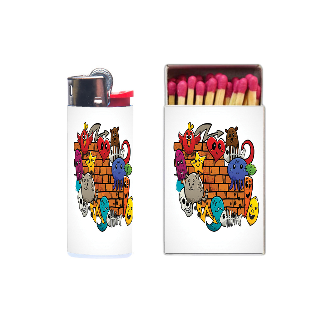 فندک مدل گرافیکی کد 377 به همراه کبریت