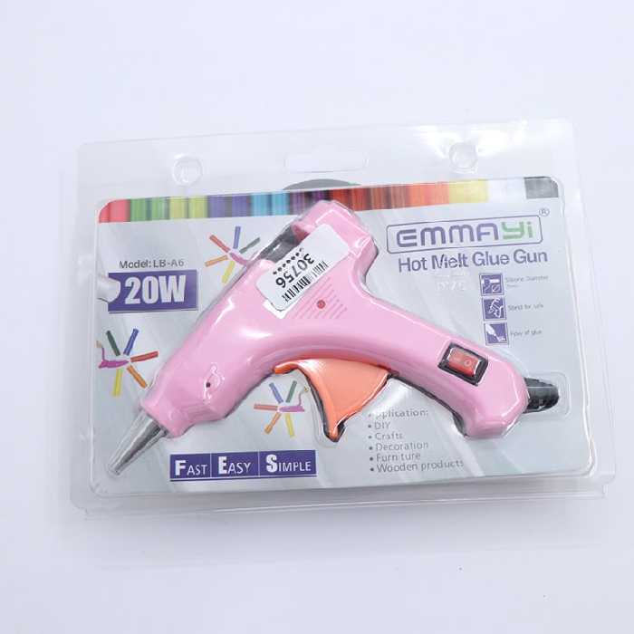 تفنگ چسب حرارتی مارک emma توان 20 وات رنگ صورتی کد 30756