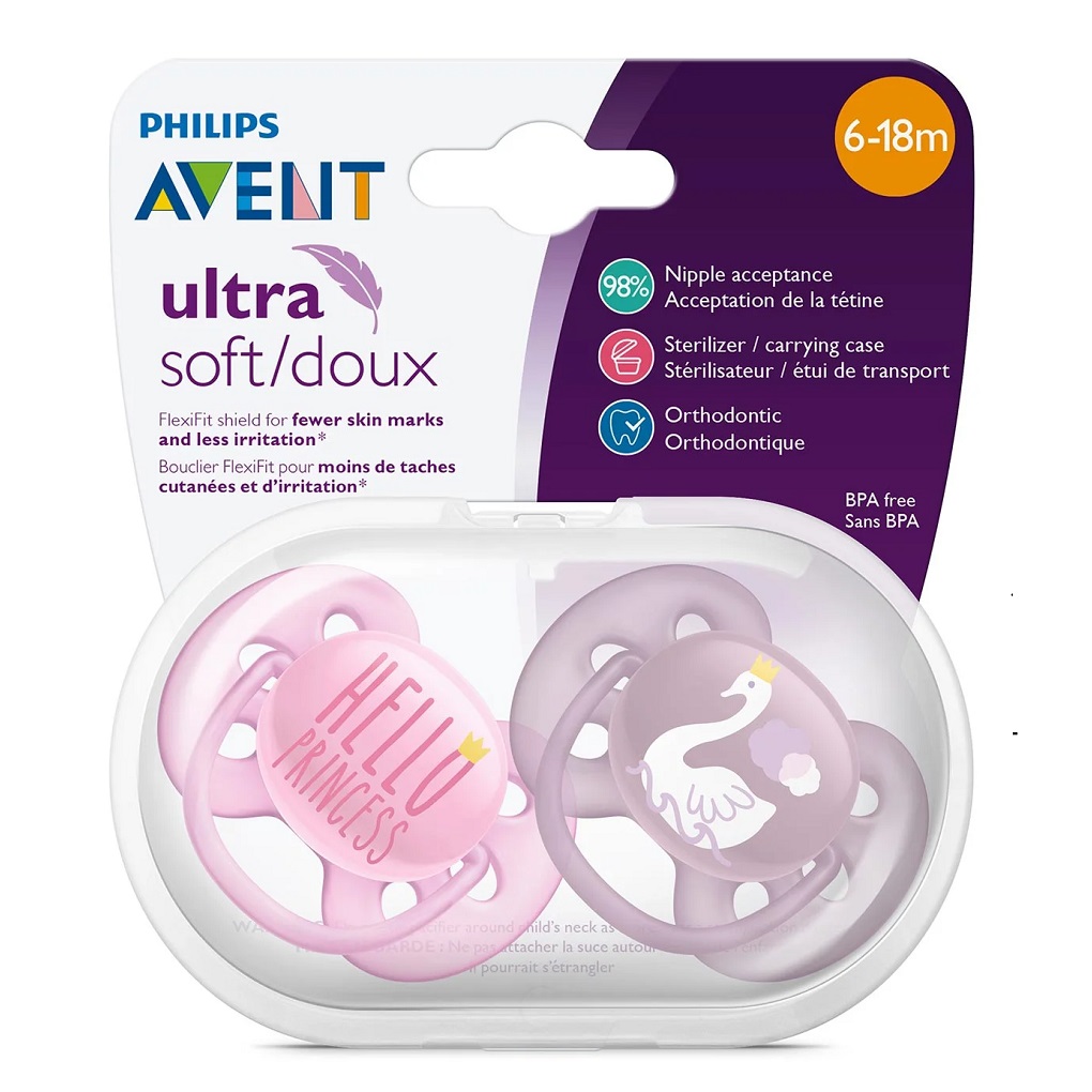 پستانک ارتودنسی فیلیپس اونت (Philips Avent) مدل Ultra Soft طرح پرنسس 6 تا 18 ماه