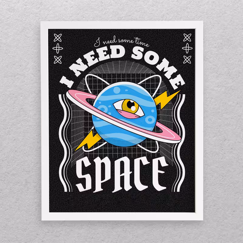 تابلو مدل دکوراتیو طرح فضا I Need Some Space کد 670 | دنیای قاب