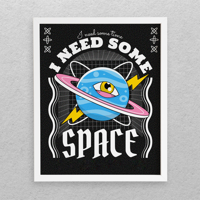 تابلو مدل دکوراتیو طرح فضا I Need Some Space کد 670 | دنیای قاب