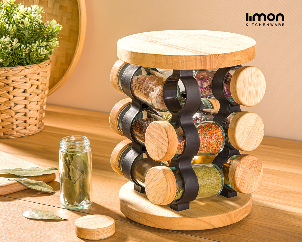 ست ادویه گردان 12 عددی چوبی لیمون کد محصول: 230459