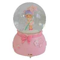 گوی فانتزی کوچک موزیکال صورتی طرح دختر و شاخه گل