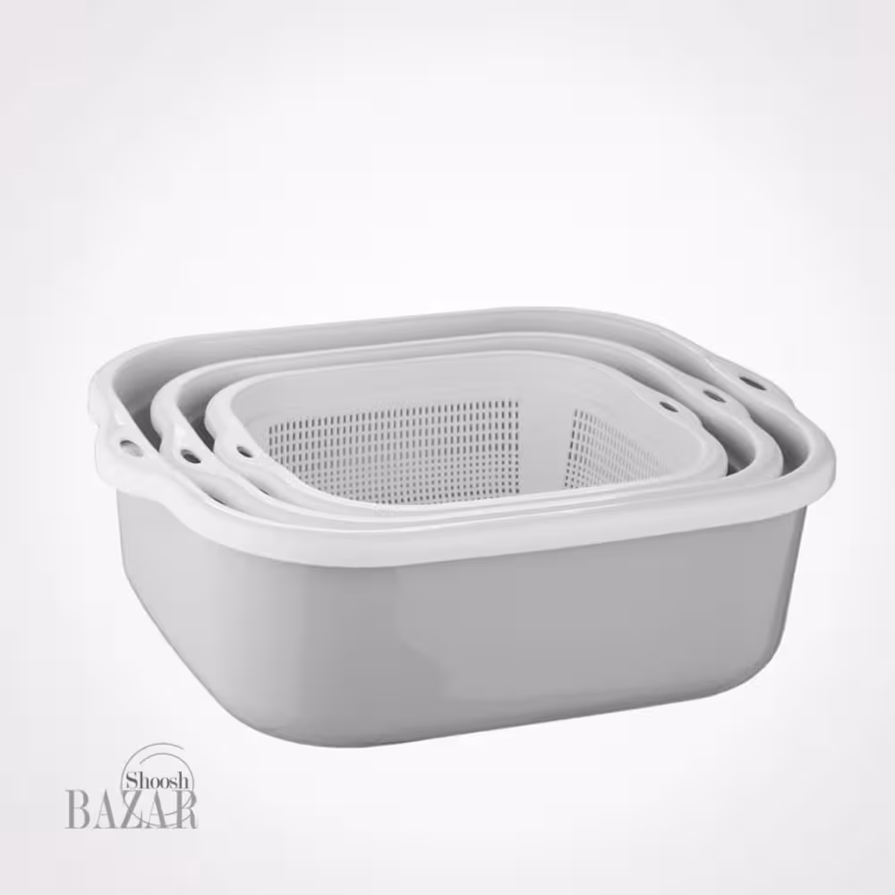 سرویس 6 پارچه آبکش و لگن نسیم لیمون کد 278
