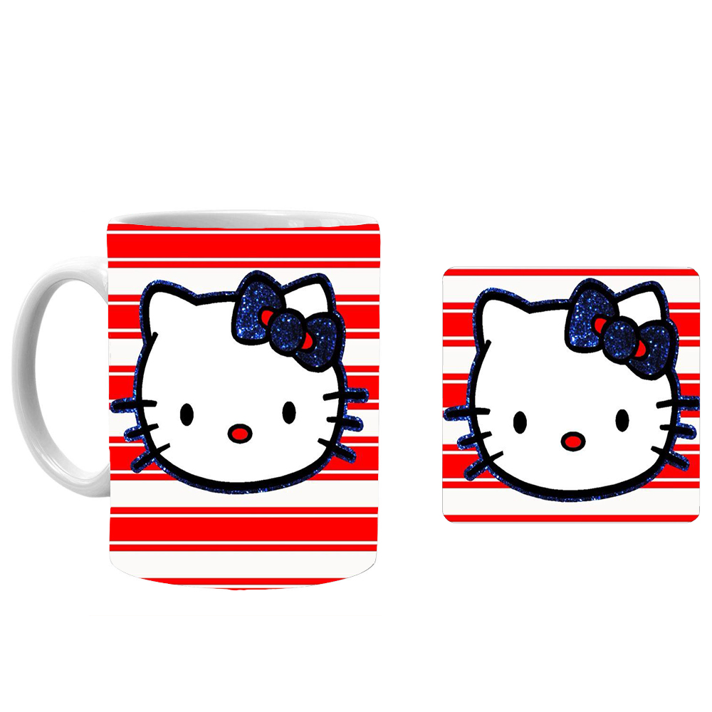 ماگ طرح کیتی کد xk7 به همراه زیرلیوانی