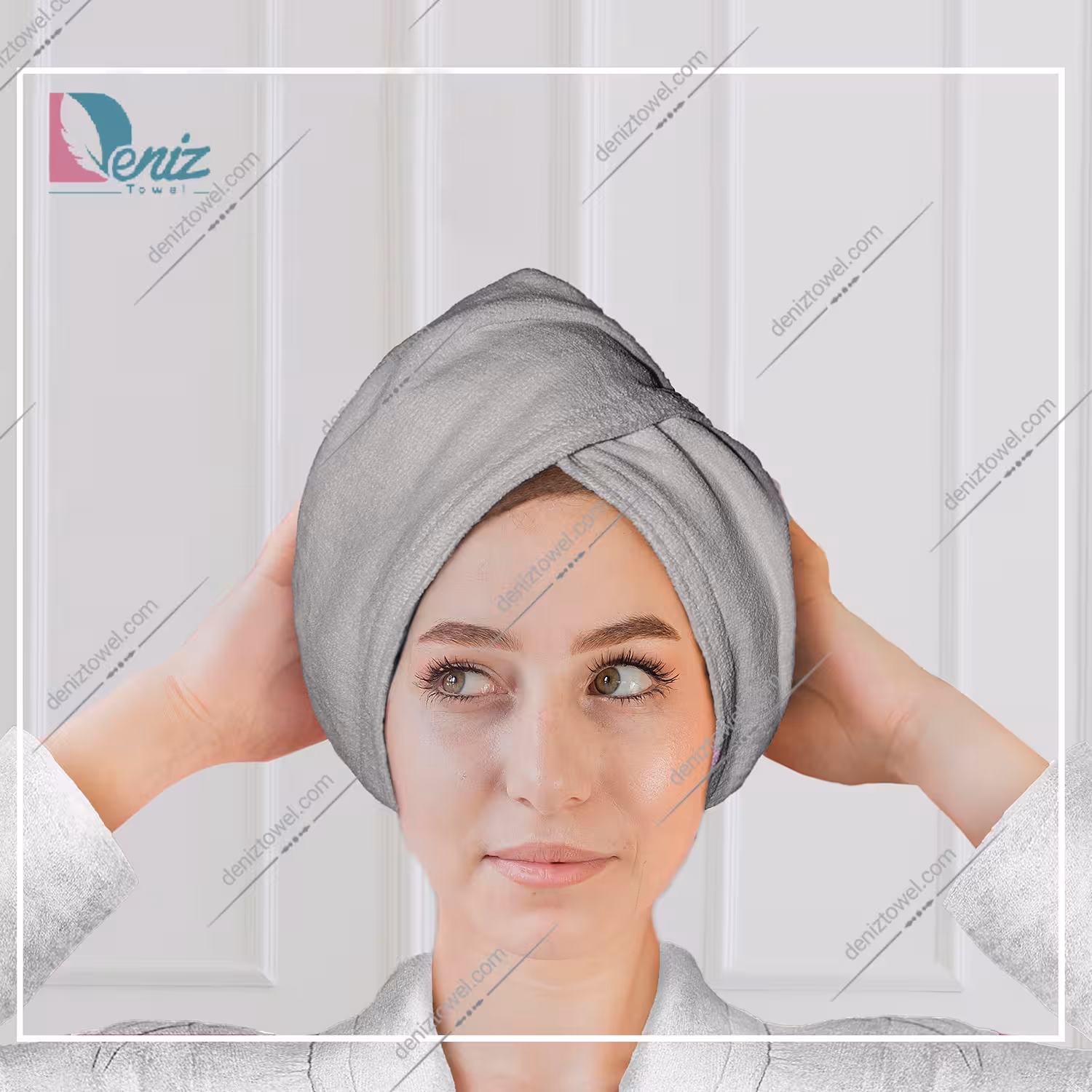 حوله سر طرح ساده مدل کلاه پیچ رنگ طوسی روشن