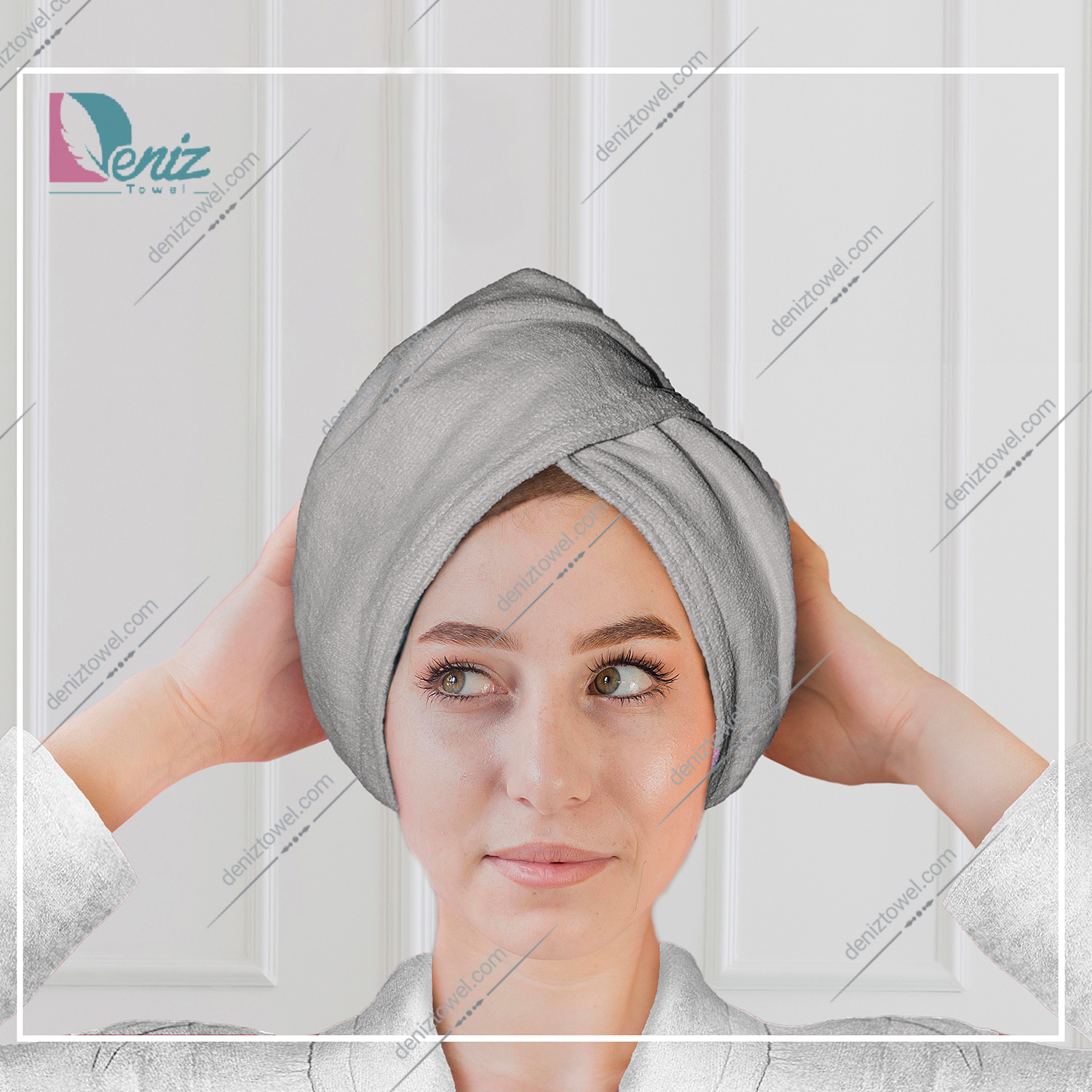 حوله سر طرح ساده مدل کلاه پیچ رنگ طوسی روشن