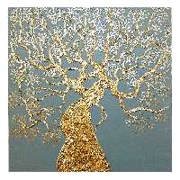 تابلو نقاشی ورق طلا طرح درخت نقش برجسته کد 400