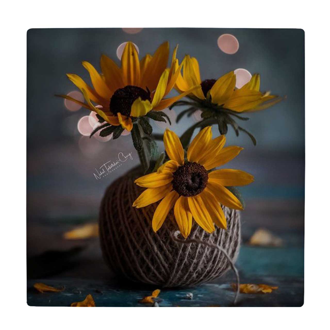 زیر لیوانی طرح گل و گلدان کاموایی کد 4018441_2388