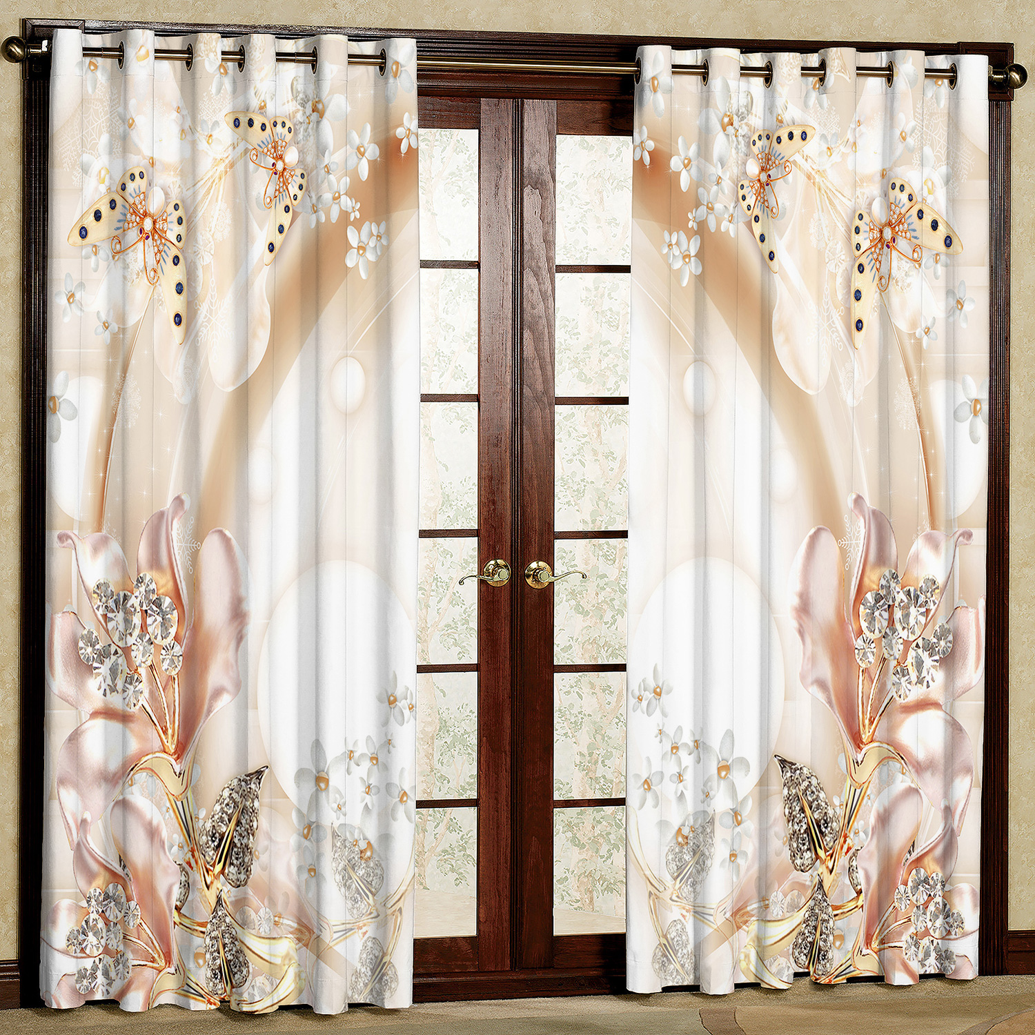  پرده مدل گل و پروانه  هازان پانچی کد 4537 سایز 140x200 سانتی متر