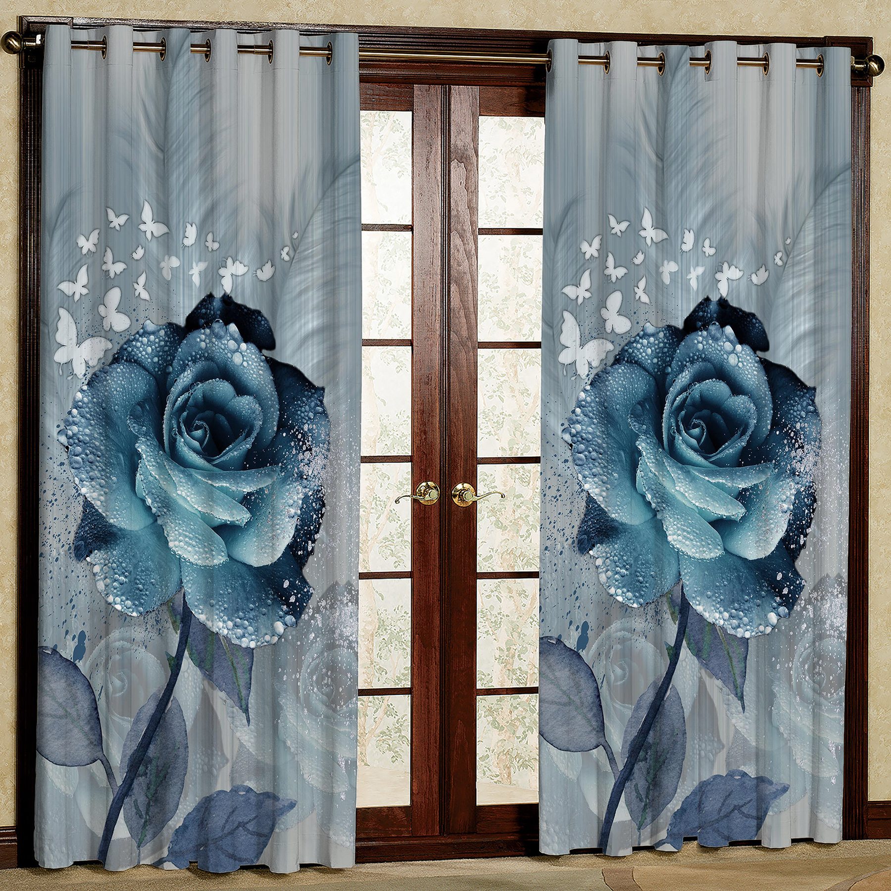 پرده چاپی مدل گل مخمل پانچی کد 1031 سایز 140x200 سانتی متر