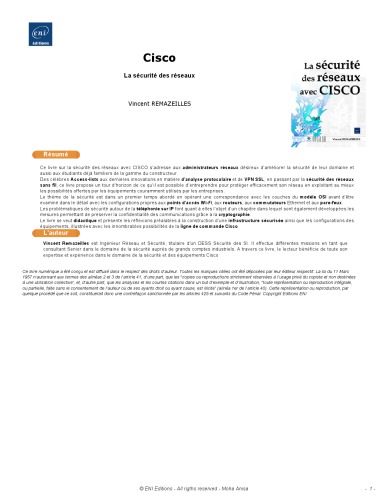 خرید و دانلود نسخه کامل کتاب CISCO : la sécurité des réseaux