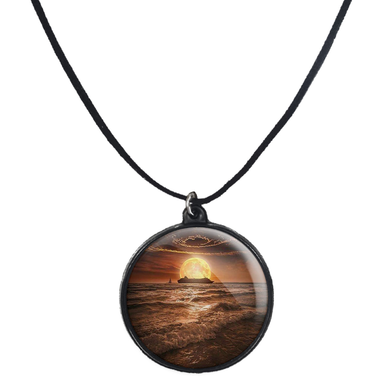 گردنبند پرمانه طرح ماه کد pmb.24676 مدل دو طرفه