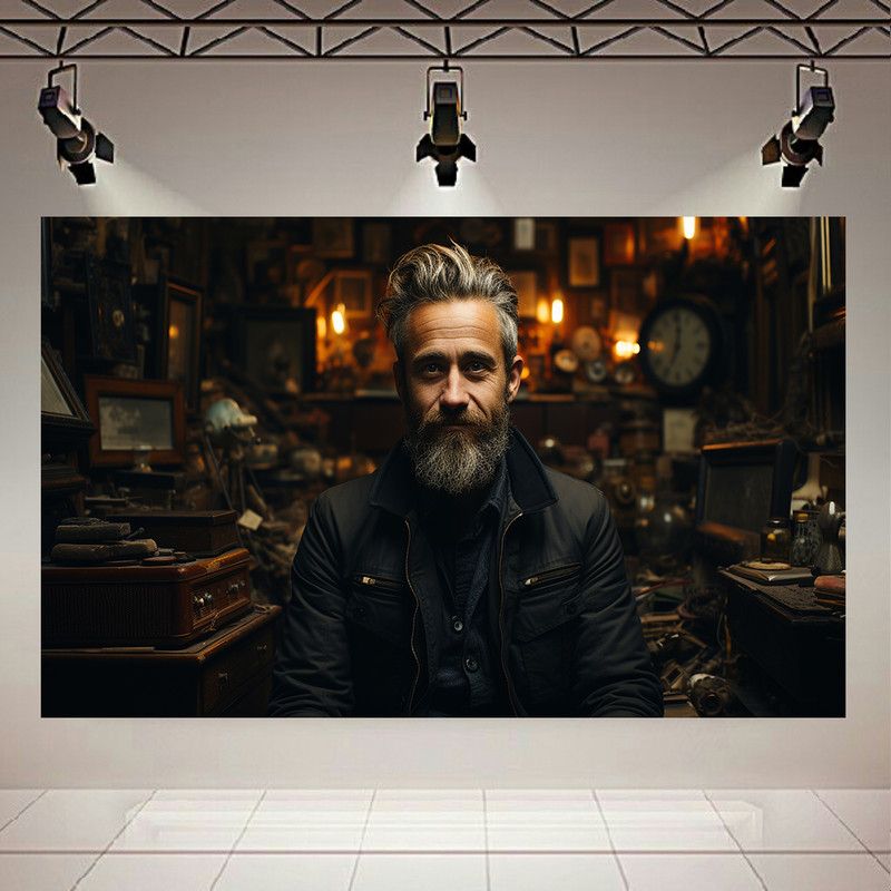 تابلو شاسی طرح آرایشگاه مردانه مدل چهره ژولیده کد PD1211 | دنیای قاب