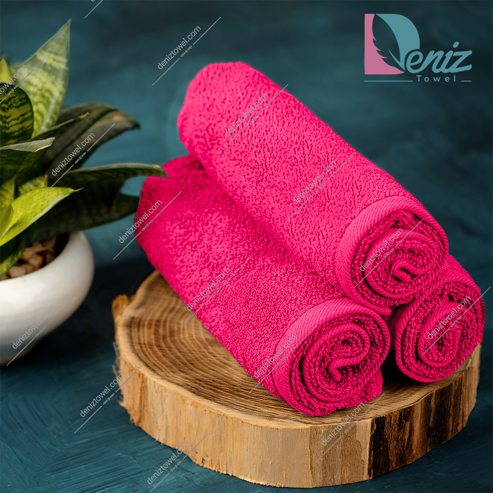 حوله دستی بسته سه عددی ساده رنگ سرخابی