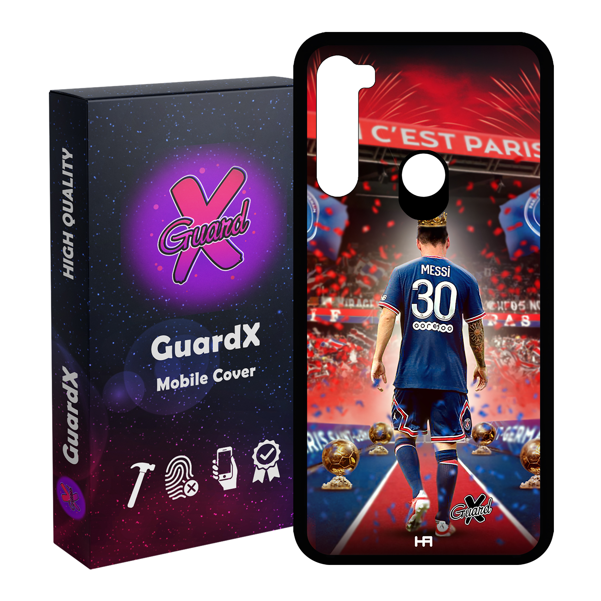 کاور گارد ایکس طرح مسی مدل Glass10377 مناسب برای گوشی موبایل شیائومی Redmi Note 8