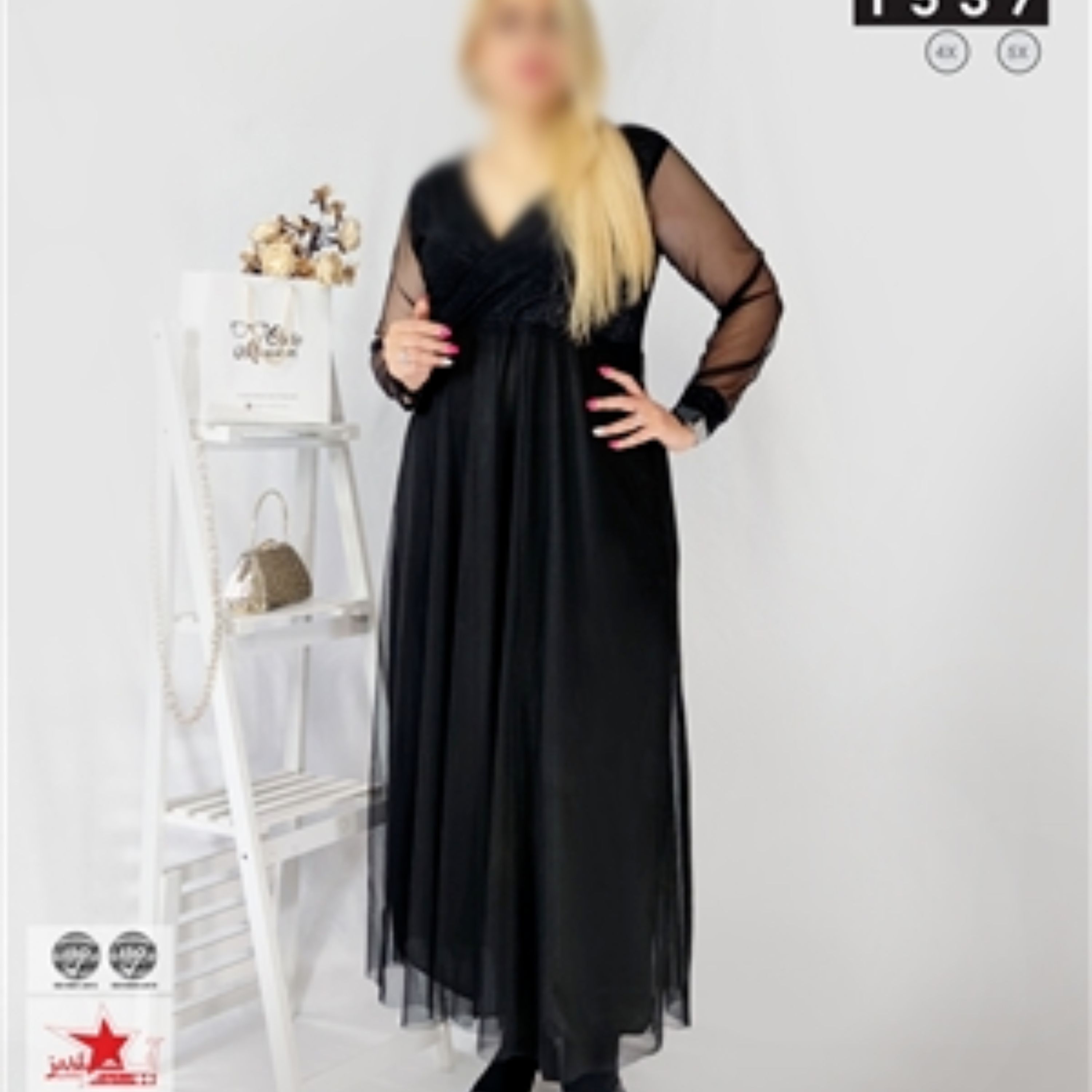 لباس مجلسی بیگ سایز قواره دار سایز بزرگ گیپور با آستر سایز 44 تا 60