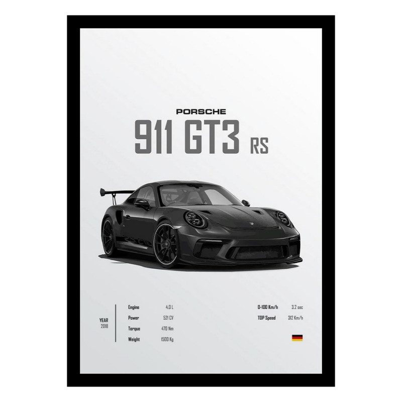 تابلو مدل ماشین پورش 911 GT3 Rs | دنیای قاب