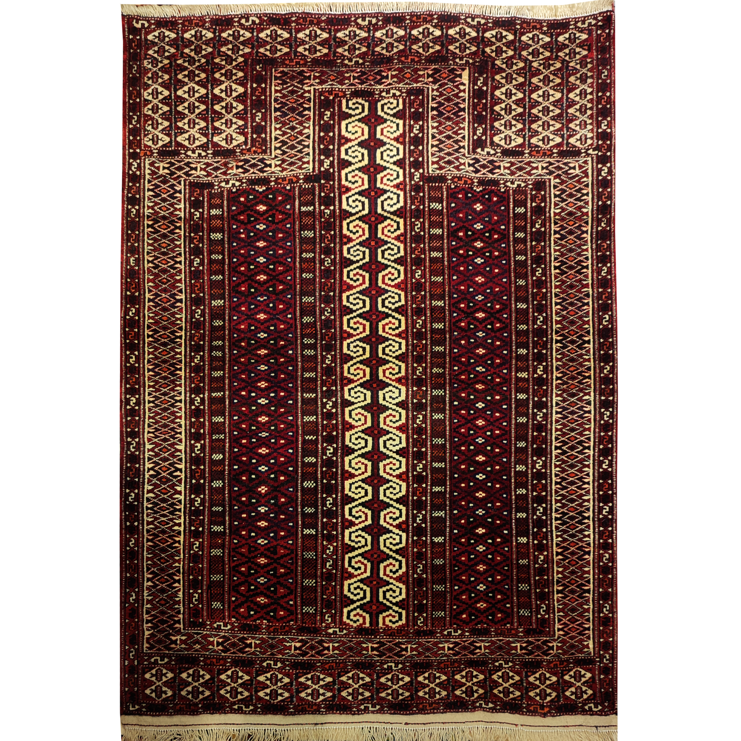 فرش قدیمی دستبافت یک و نیم متری طرح جانمازی کد 225