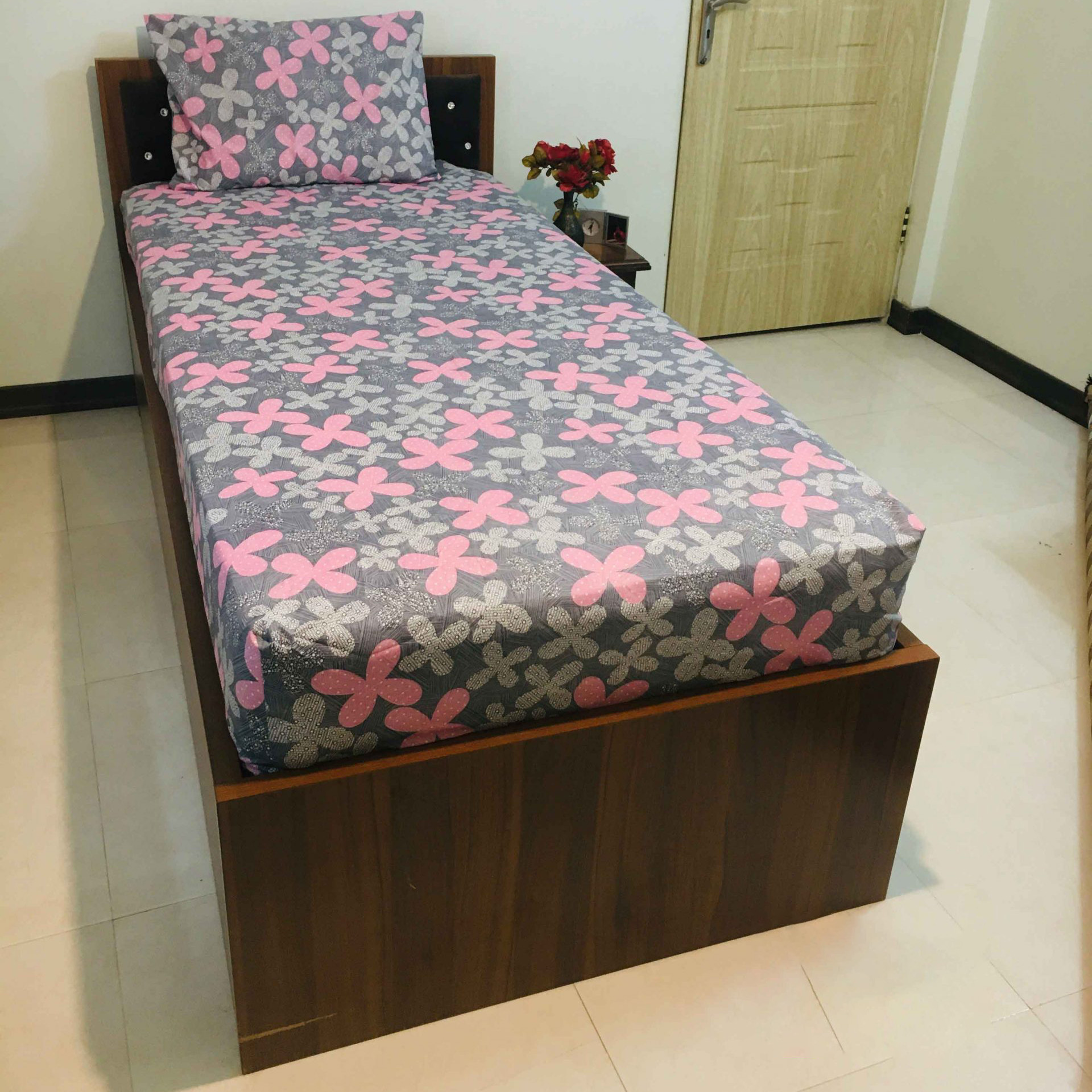 سرویس ملحفه مدل کشدار گلرو صورتی کد 120 یک نفره 2 تکه