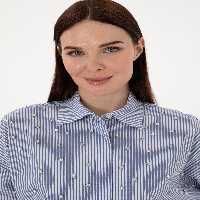 شومیز زنانه آبی پیرکاردین - فروشگاه لباس شهرمون