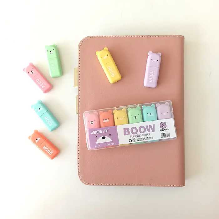 هایلایتر مینی 6 عددی طرح حیوانات کد RM15206