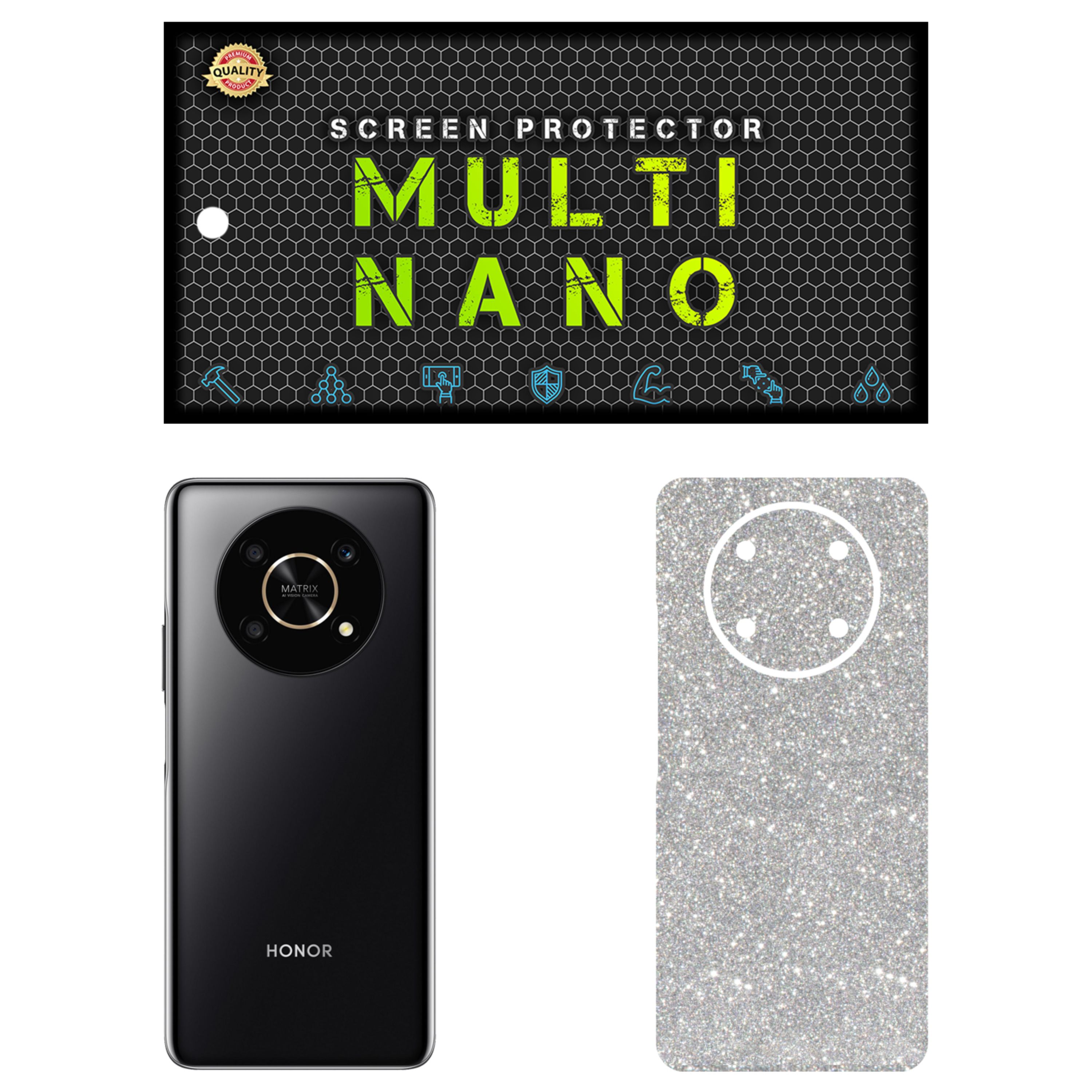 برچسب پوششی MultiNano مدل X-F1G مناسب برای پشت موبایل آنر X9 5G رنگ نقره ای