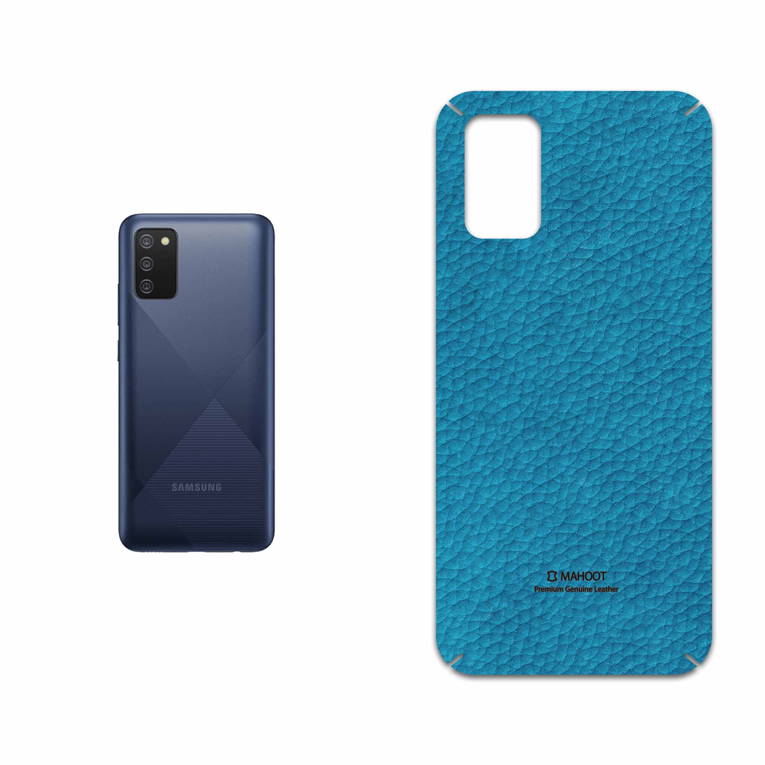 برچسب پوششی ماهوت مدل Blue-Leather مناسب برای گوشی موبایل سامسونگ Galaxy A02S