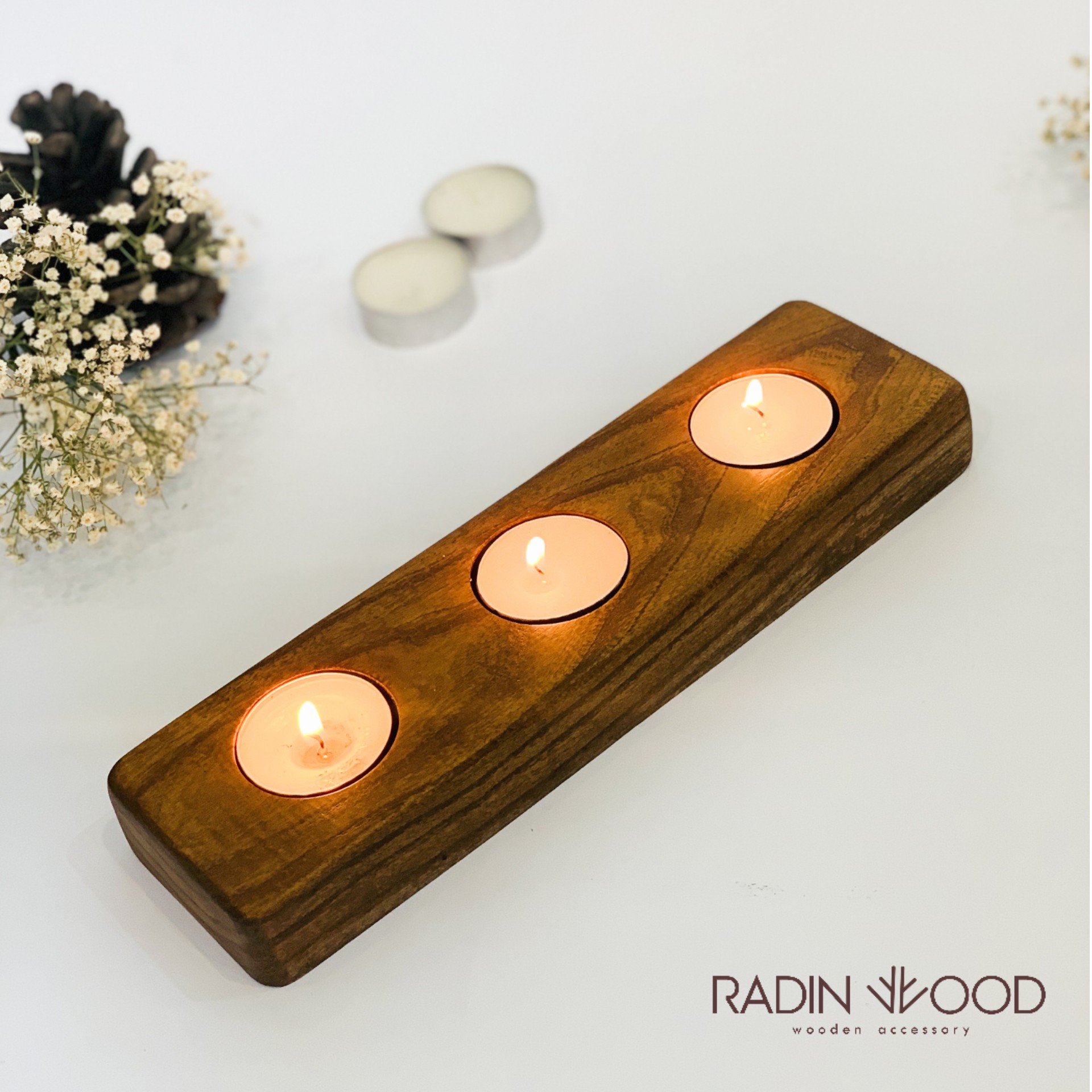 جاشمعی وارمری 3تایی چوبی برند رادین چوب