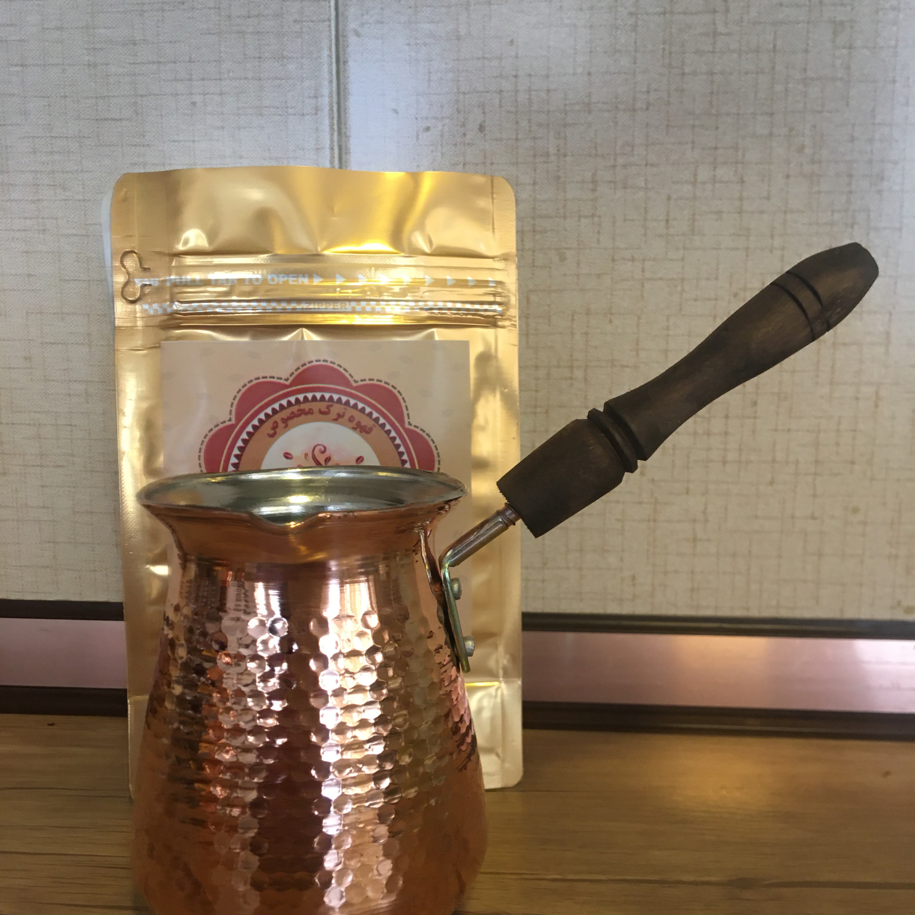 قهوه جوش مسی دسته چوبی سایز 3 آدن کافی (5 فنجان قهوه ترک)