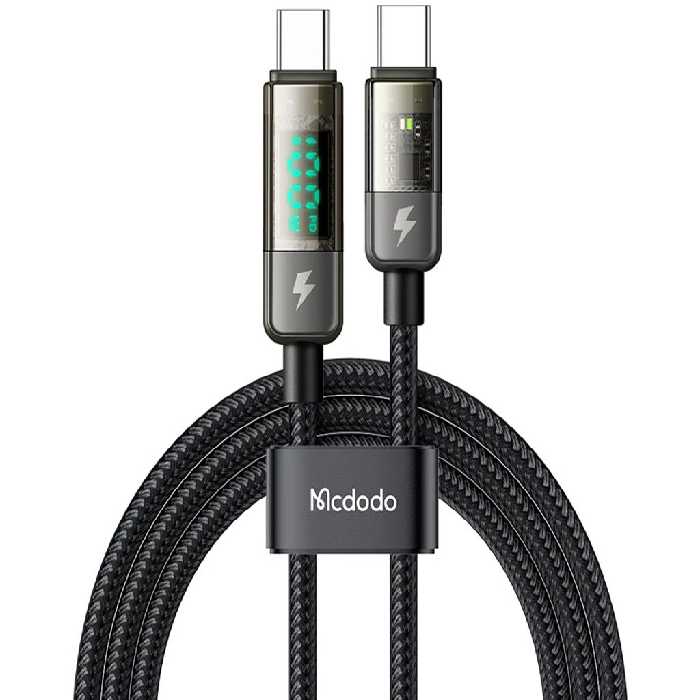 کابل سوپر فست شارژ هوشمند دو سر تایپ‌سی 100 وات 1.2 متری مک دودو Mcdodo Digital Pro Auto Power Off Type-C to Type-C CA-3610