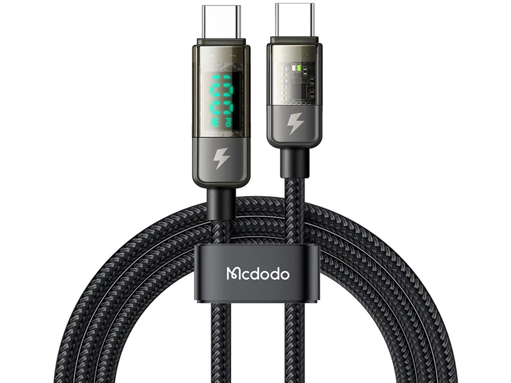 کابل سوپر فست شارژ هوشمند دو سر تایپ‌سی 100 وات 1.2 متری مک دودو Mcdodo Digital Pro Auto Power Off Type-C to Type-C CA-3610