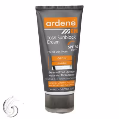 کرم ضد آفتاب بی‌رنگ آردن SPF50 مدل Total Sun Block مناسب انواع پوست وزن 50 گرم